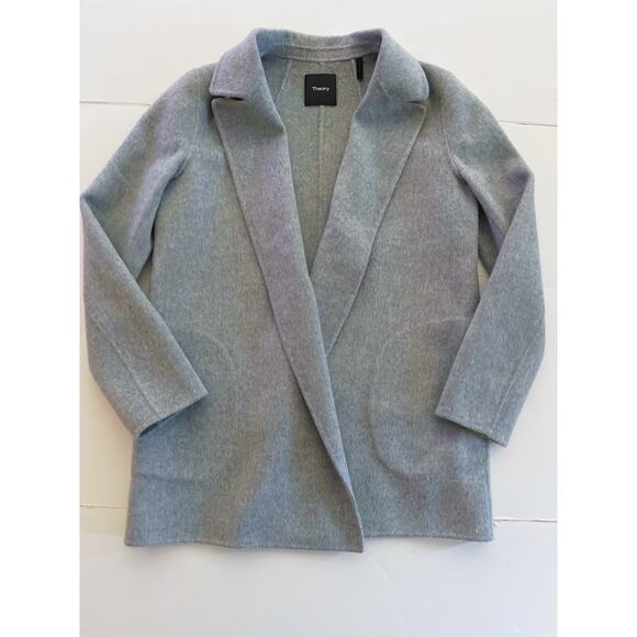 Theory Sileena Open Coat Women S Gray Cashmere Wool No Lining Luxurious - Picture 5 of 13